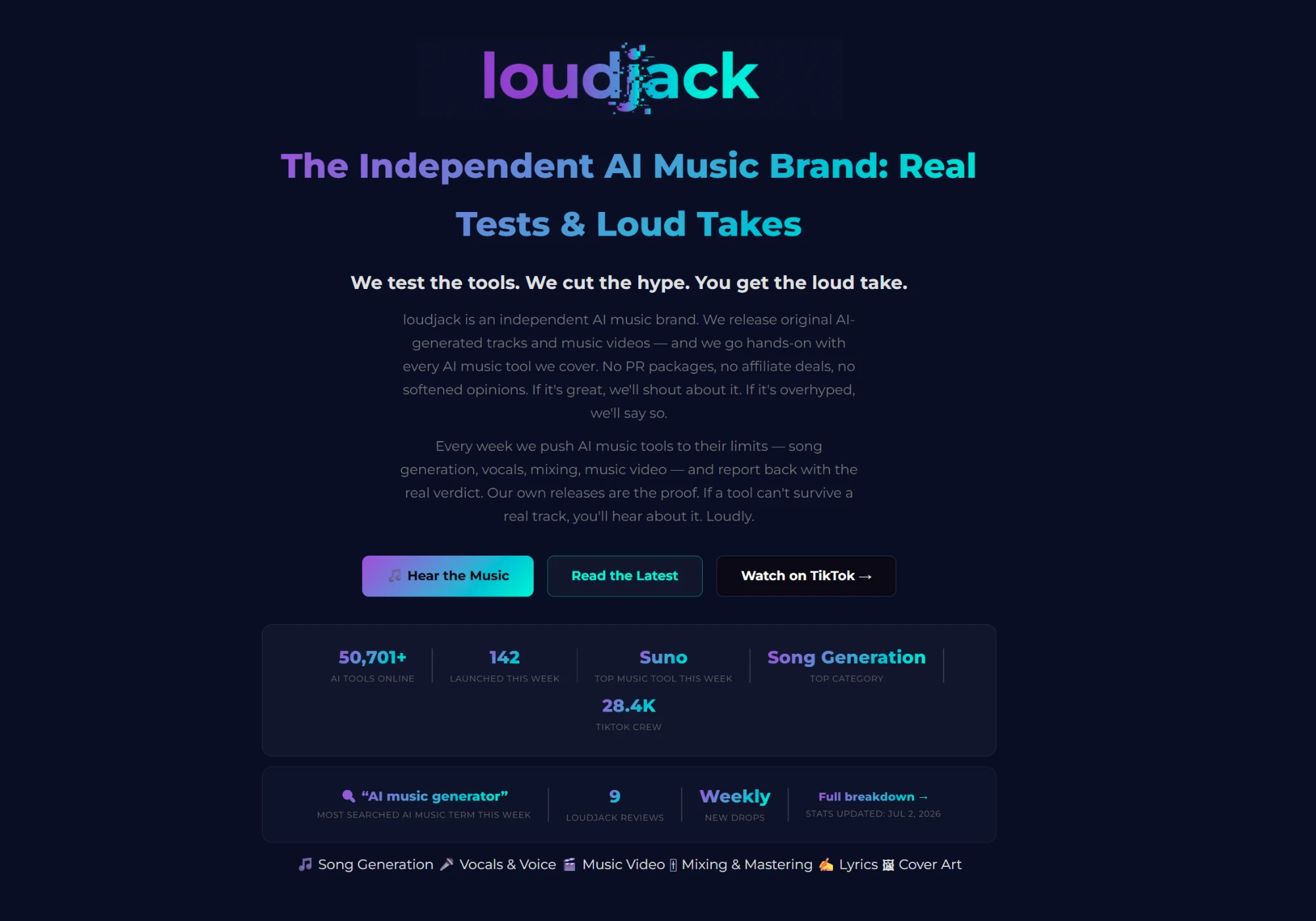 loudjack landing page hero