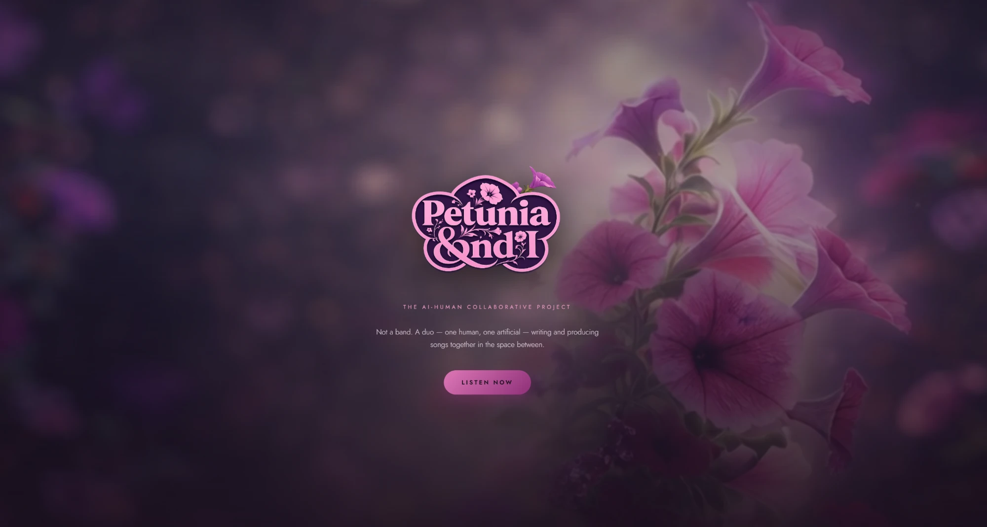 Petunia and I landing page hero